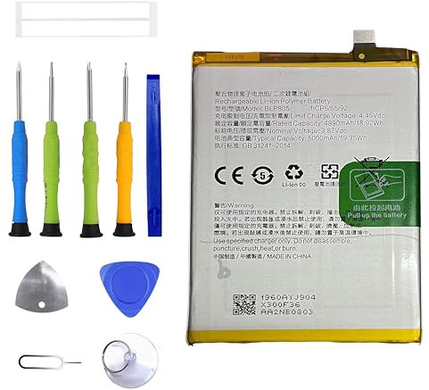 ERYNK Batterie de rechange BLP805 pour O-ppo A53 & A53S & A32 & A16 & A93 5G avec jeu d'outils