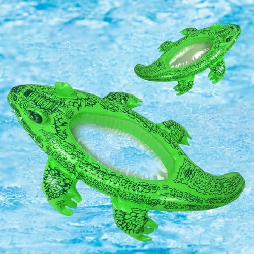 Balakaka Aufblasbare Pool-Schwimmer 62x40x11cm, Cartoon Krokodil Designs Aufblasbare Pool Flöße Transparentes Bildmaterial, Pool Spielzeug Pool Schwimmer Liege für Kinder
