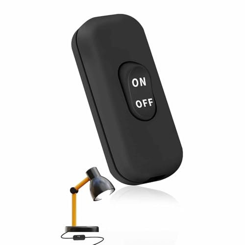 TECHZOCO Interruptor Lampara, Interruptor de paso unipolar para lámpara de sobremesa, Basculante encendido y apagado, interruptor para lamparita, 250V 6A, Incluye marcaje ON/OFF, Negro