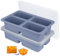 BEIJIE Ice Cube Tray with Lid, 2 Pcs Large Silicone Freezing Soup Containers, Soup Freezer Tray for Storing and Freezing Food, Curries, Leftover Prep - Makes 8 Giant 1 Cup Portions Cubes (Blue Gray)