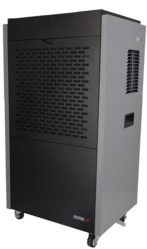 DEDRA Bautrocker, Bau-Luftentfeuchter, 1000 W, 90 L/24 h, sehr leistungsstark bis zu 310 m², Anzeige, Feuchtigkeit entfernen, automatische Abtaufunktion, Gummischlauch, waschbarer Netzfilter