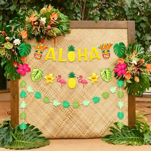 Hawaiianische tropische Party-Dekorationen, Aloha-Party-Banner, hawaiianisches Zubehör, Aloha-Sommer-Party-Zubehör, Fotohintergrund