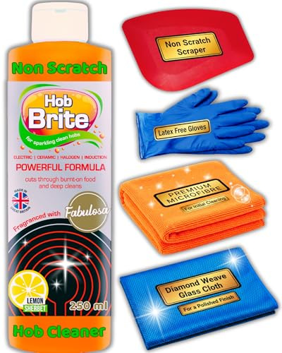 Ceramic Hob Cleaner Kit for Induction & Glass Hobs, Hob Brite 250ml + Tools