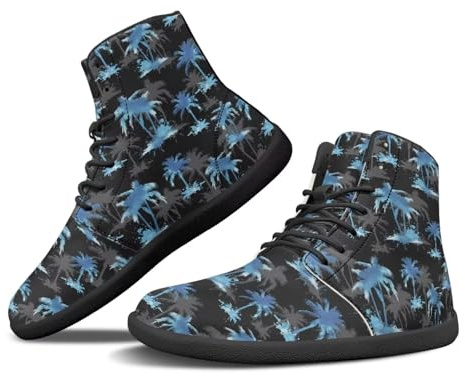 Binienty Zapatos minimalistas descalzos con puntera ancha, sin caída, ligeros, para gimnasio, casual, zapatos deportivos, Palmera de pintura a tinta, 50 EU