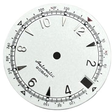 Saharuse 1pc 28,5mm Zifferblatt Uhr Weiß Schwarz Blau Grün Datum Fenster Leuchtende Fit for NH35/NH36/4R/7S Automatische Bewegung(White Silvery)