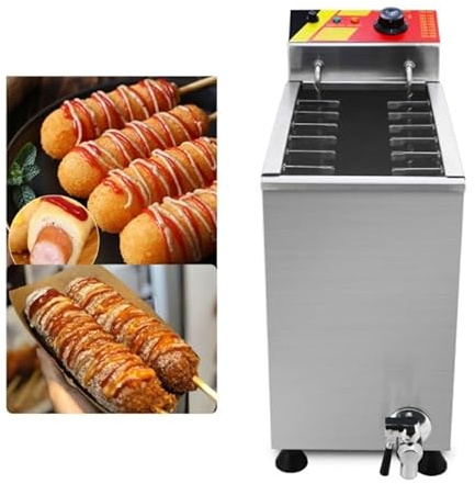 Commercial Deep Fryer with 12 Hooks for Hot Dogs and Cheese Sticks - Ideal for Restaurants and Food Service Operations