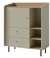 Masseno Kommode Vetta 95 cm Sideboard mit 2 Schubladen und 1 Türen für Wohnzimmer Schlafzimmer Modern 95x42x115 cm Hellgrün/Hellgrün