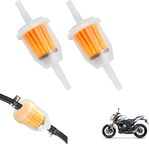 Leiwee Filtro Benzina Moto, 2 Pezzi Filtro Carburante Universale per Moto Scooter, Filtro Carburante 6mm con Corpo Trasparente, Elemento Filtrante ad Alta Densità, Antigoccia per Benzina (Arancione)