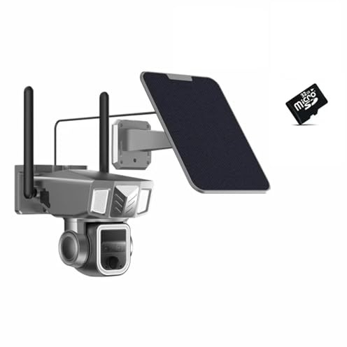 2K 8MP 4G 20X Zoom double objectif caméra panoramique CCTV sécurité extérieure solaire alimenté par batterie caméra projecteur sirène alarme(4G Add 32GB Card)