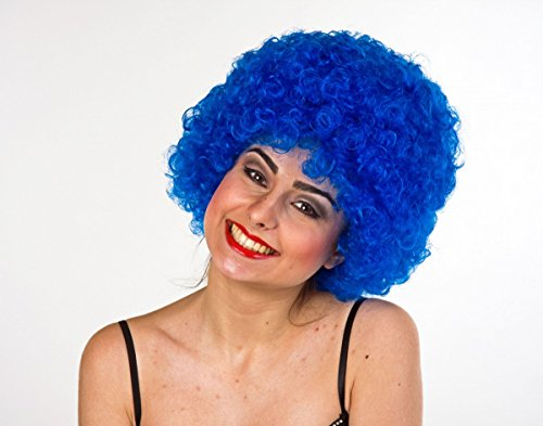 Festartikel Müller Karneval Damen Perücke Dauerwelle Hair blau zum 70's Kostüm