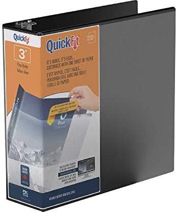 QuickFit® View 3-Ringbuch, 7,6 cm abgewinkelte D-Ringe, Schwarz