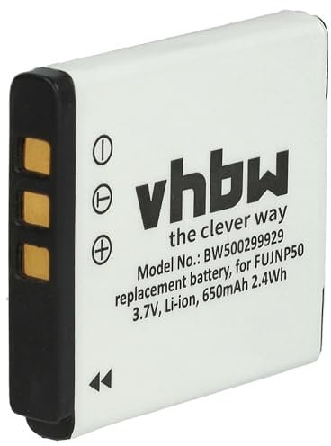 vhbw Batterie Compatible avec Fujifilm Finepix F800 EXR, F80EXR, F80 EXR, F850 EXR, F900 EXR Appareil Photo, Reflex numérique (650mAh, 3,6V, Li-ION)
