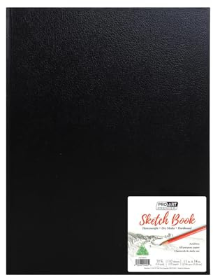 Pro-Art Pro Art Hard Bound Sketch Book, 11 by 14-Inch, Black (110 Pages)
