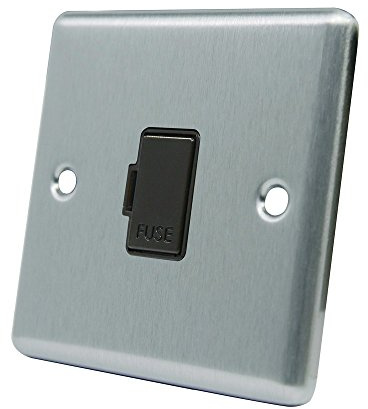 AET CSCUFSBL 13 A Satin Finish Chrome Classical Unswitched Fused Spur Connection Unit with Black Insert