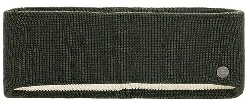 LIERYS Fine Merino Stirnband Damen/Herren/Kinder (7,5-10 cm breit) - Made in Germany - mit Merinowolle - Ohrenwärmer gefüttert mit Baumwolle - One Size (53-60 cm) - Herbst/Winter oliv One Size