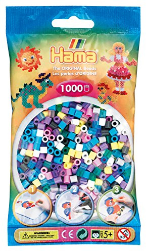 Hama Perlen 207-69 Bügelperlen Beutel mit ca. 1.000 Midi Bastelperlen mit Durchmesser 5 mm im Mix 69 mit 11 Farben, kreativer Bastelspaß für Groß und Klein