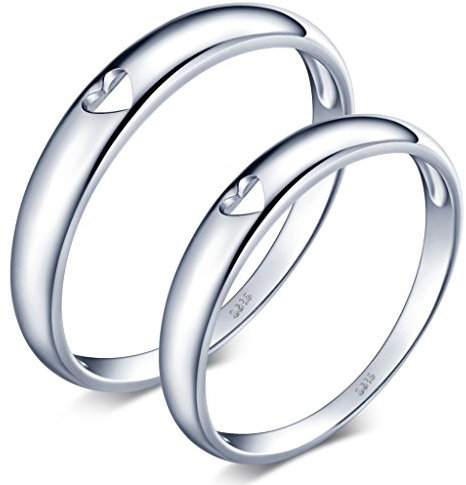 Unendlich U Simpel Hohl Herz 925 Sterling Silber Glatt Paar Band Ringe Eheringe Trauringe Verlobungsringe Partnerringe Freundschaftringe, Größe 64