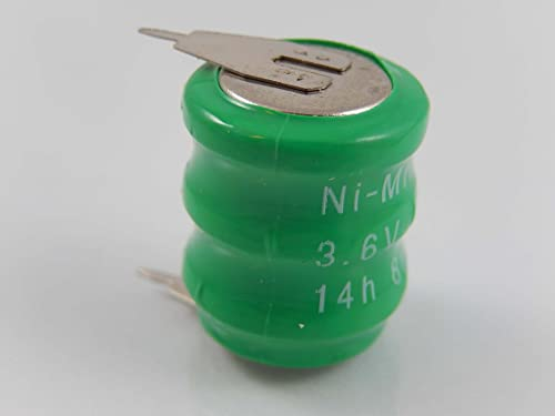 vhbw 14H Ni-MH Batteria 80mAh (3.6V) 2 Pin compatibile con modellismo, lampade solari, telefono, Commodore Amiga 500, 500+,2000, ecc.