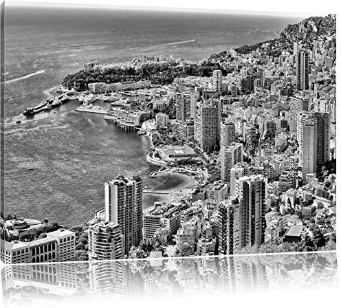 Pixxprint Blick auf das Monte Carlo, Größe: 60x40cm, Leinwandbild, fertig gespannt, Wandbild, Dekoration, Kunstdruck, kein Poster