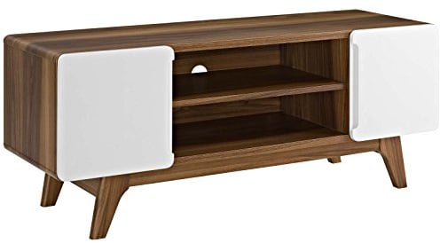 Modway- Tread Mid-Century Moderner 47-Zoll-TV Board, Walnuss Weiß, 39 x 119 x 47 cm
