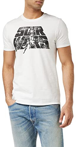 Star Wars Men's Retro Logo T Shirt, White (White White), L UK