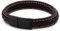 Akitsune Fides Lederarmband | Armschmuck Frauen Herren Edelstahl Männer Armband - Mattschwarz - Braun 18cm