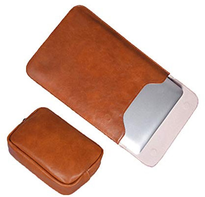 Laptop Notebook Wear-Resistant Multifunction Briefcase Protective Pu Leather Case Bag Business Sleeve Yellow Set 14.1