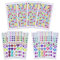 Anezus 1126 Stück Strass-Aufkleber, selbstklebend, glitzernd, für Nägel, Körper, Make-up, Festival, verschiedene Größen und Formen, 10 Blatt