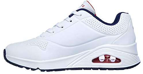 Skechers Femme Uno Stand Air Fashion-sneakers, White Durabuck Navy Red Trim, 37 EU