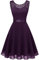 Berylove Mujer Vestido Corto de cóctel Top Falda de Encaje Columpio de Gasa para Boda de Bola BLP7005Grape L