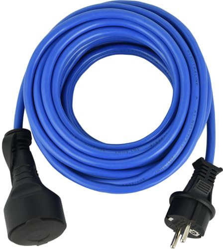 Electraline 01684 Rallonge Prolongateur électrique 20M Outdoor Profesionnelle IP44, Câble spécial AT-N05V3V3-F 3G1.5, utilisable jusqu'à -35 °C, résistant aux UV, huiles et températures ectrêmes