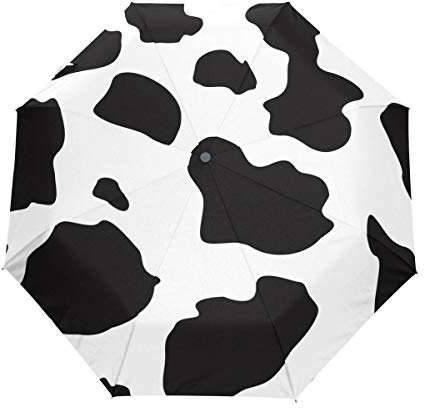 Milch Kuh Farbe Regenschirm Taschenschirm Auf-Zu Automatik Schirme Winddicht Leicht Kompakt UV-Schutz Reise Schirm für Jungen Mädchen Strand Frauen