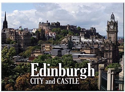 Edinburgh City and Castle Scenic Metallic Fridge Magnet