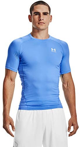 Under Armour Men's HeatGear Compression Short-Sleeve T-Shirt, Carolina Blue (475)/White, 4XL