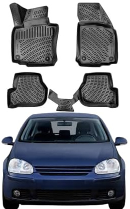 Rizline 3D Fussmatten für Volkswagen Golf V 2003-2008 | *für Hatchback & Variant Kombi Modell*, Gummimatten aus TPE Gummi, Passgenau, Wasserdicht, Hoher Rand, Rutschfest