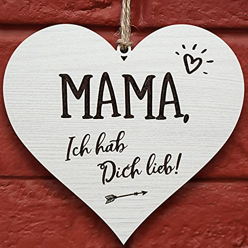 Glitzkind Holz Deko-Herz Geschenk für Mama Mutter Eltern zum Muttertag Geburtstag Weihnachten I Blechschild Vintage Retro mit Spruch personalisiert I Geschenkidee Geburtstagsgeschenk