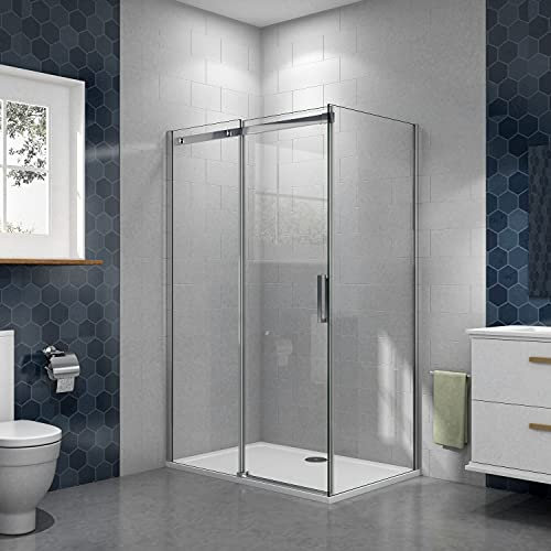 120x70x195cm Cabina de Ducha Puerta Corredera con Cristal Templado de 8mm ANTICAL, Mamparas de Ducha Perfil Aluminio Liso