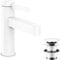 hansgrohe Waschtischarmatur Finoris, Wasserhahn Bad mit Auslauf Höhe 100 mm, mit Push-Open Ablaufgarnitur, Badarmatur wassersparend, Mattweiß