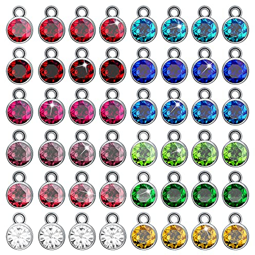 Gukasxi 96 Stück Kristall Geburtsstein Anhänger Runde Geburtsstein Charms Schmuck Hängen Strass Perlen für Armbänder Halsketten Ohrring Schmuckherstellung DIY Handwerk (12 Farben)