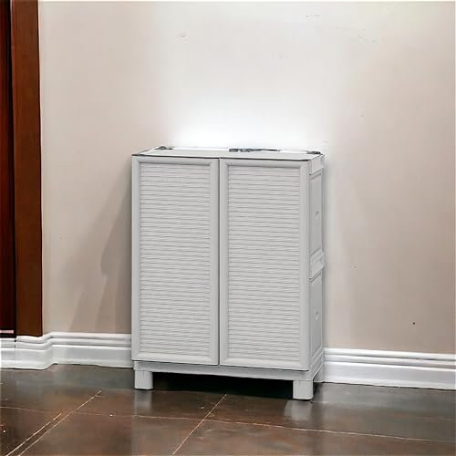 Dmora - Armoire d'extérieur Waremme, Mobilier d'extérieur, Armoire de Balcon Polyvalente, 100% Made in Italy, Gris Clair, 70x39h92 cm