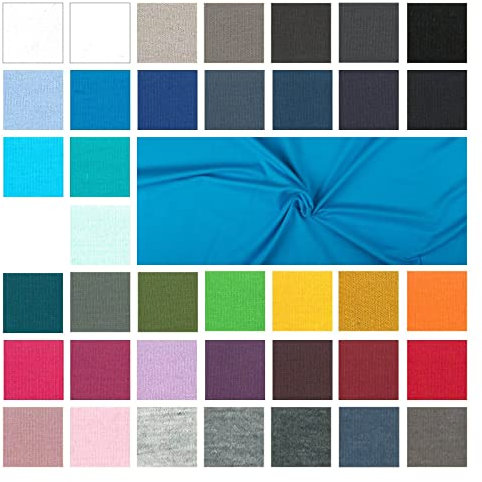 Baumwolljersey Meterware - Jerseystoff - Jersey Uni - Jerseystretch - 38 Farben - Öko-Tex 100 Kl. 1 (Babytauglich) - *** 50 cm x 148 cm ***, Farbe: 104 türkis