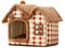 Galatée Katzenhöhlenbett, Warmes Und Gemütliches Plüsch-Katzen-Iglu, Waschbares Hundebett Mit Abnehmbarem Kissenkissen, Verbessert Den Schlaf, Faltbares Katzenhaus(M, Braun)