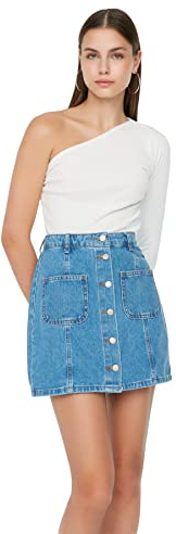 TRENDYOL Damen Mini A-Linie Denim Rock Skirt