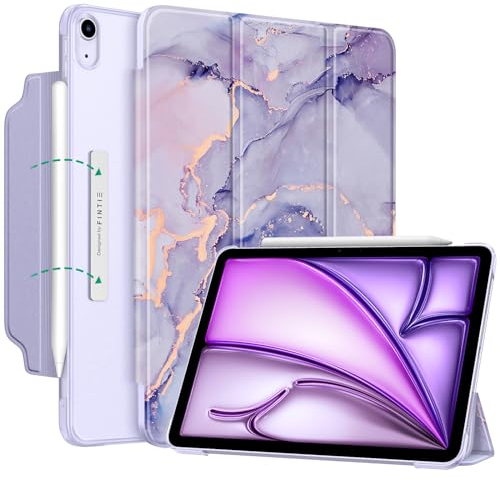 Fintie Funda SlimShell para iPad Air 11 Pulgadas 2025(M3)/2024(M2), Funda iPad Air 5ª Gen(2022)/4ª Gen(2020) 10.9 - Cierre magnético, Ligera de pie con Cubierta Trasera esmerilada-Mármol Lila Dorado