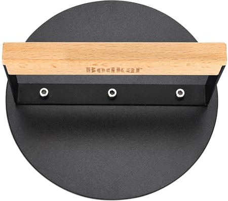 bodkar Smash Burger Press 6 inch, Round Burger Smasher Grill Press for Griddle Bacon Press Meat Steak Press with Wood Handle