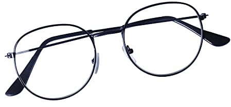 JoXiGo Lesebrille Damen Herren Schwarz +1.0 Metall Rahmen Nerdbrille Klar Linse + Brillenband