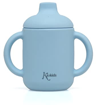 Kiokids Taza De Silicona Azul Con Asas