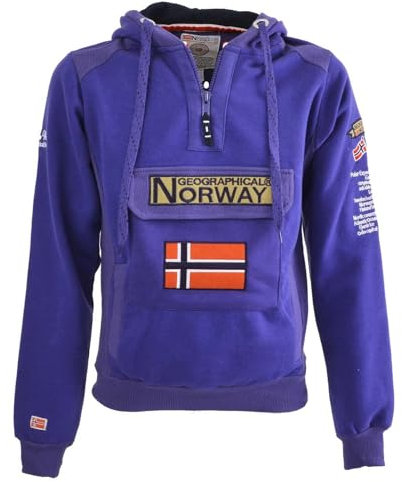 Geographical Norway Felpa Manica Lunga Gymclass Hoodie Uomo 35% Poliestere. 65% Cotone Viola L