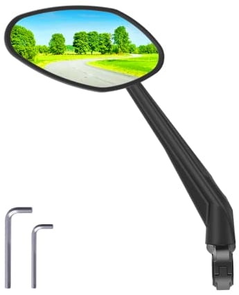 RBRL Fahrradspiegel Extra Große Spiegelfläche, 360° verstellbarer Rückspiegel, schlagfestes Echtglas Fahrrad Rückspiegel, Universal Fahrrad Spiegel für e-bike Links Fahrradrückspiegel (links)