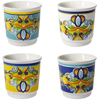 Set 4 Tazzine Caffè Bicchierino Citrus 52746 Brandani Bomboniera Porcellana Bone China Limoni